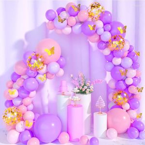 Decorazione per feste Palloncini a tema lavanda Kit arco ghirlanda Palloncini coriandoli Farfalla Principessa Baby Shower Compleanno Decorazioni per matrimoni