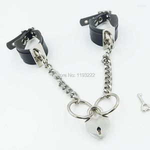 Bangle Fifty Shades Of Gray Handmade Punk Chains Safe Heart Lockable Key Leather Handcuffs Cuff Handlock Wrist Bracelet