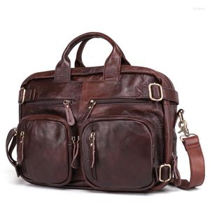 Briefcases JOYIR Men Backpack Luggage Bag Genuine Leather Male Brefcase Business Travel Handbags Office Laptop Bags For Man A4 Document