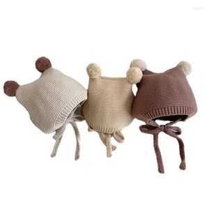 Accessori per capelli Doppio orecchio a sfera Berretto da bambino Cappello invernale lavorato a maglia per ragazze Ragazzi Outdoor Kids Warm Bonnet Crochet Autumn