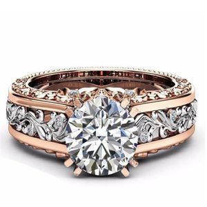 Luksusowa biżuteria wypełniona całą złotą kt Whiterose Gold Round Cut Big Multi Kolor Topaz CZ Diamond Pave Party Women Wedding Pink GIF246A