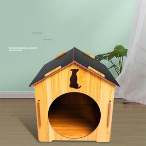 kennels pens Indoor Luxury Wooden Dog Kennels Four Seasons General Pet Dogs Houses Outdoor Patio Small Medium Large Puppy Cage Cat Villa Nest 220912