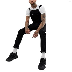 Wholesale white jumpsuit mens for sale - Group buy Men s Jeans Relaxed Fit For Men Mens Pocket Overall Jumpsuit Streetwear Suspender Pants White