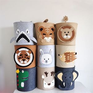 Storage Baskets Felt Animal Tiger Basket For Kids Toys Clothes Lion Elephant Thick Bag Handmade Big Size Room Decor 220912