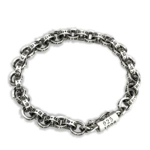 Bracciale semplice da uomo in argento sterling S925 con catena classica, catena ad incastro, regalo per feste di compleanno, gioielli in stile moda hip-hop