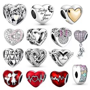 New Popular 925 Sterling Silver Loose Beads For Pandora Bracelet Bracelet Women Making DIY Jewelry Gifts Heart Lover Charm Luxury Designer Beads