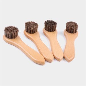 Shoe Brushes Long Wood Handle Bristle Horse Hair Brush Polish Shine Dauber Leather Cleaning Soft Boot Brush E3
