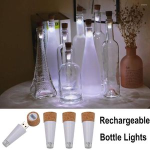 Stringhe Confezione da 4 luci per bottiglie ricaricabili Mini a forma di sughero artigianale Fata alimentata tramite USB per bottiglie di vino Lampada per decorazioni per feste