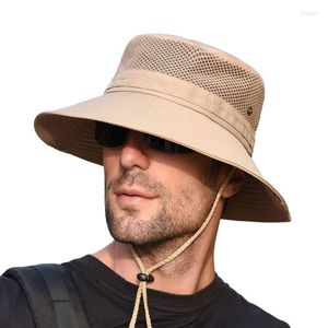 Berets Outdoor Hunting Hiking Camping Travel Bucket Cap Men's Wide Brim Sun Hats Adjustable Safari Boonie Hat Breathable