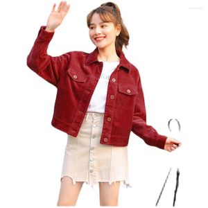Женские куртки 2022 Весна Весенняя женская верхняя одежда женская вельветовая пальто короткая корейская однократная красная повседневная куртка W391