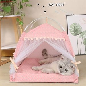 kennels pens Portable Cat Lovely Tent House Flower Print Enclosed Indoor Folding Pet Dog Tent Cozy Kitty Bed Kennel for Small Dogs Puppy Cats 220912