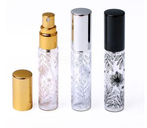 Garrafa de perfume de vidro de padrão portátil portátil de 10 ml com atomizador vazio mini garrafas recarregáveis ​​case de parfum para viajantes