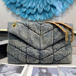 Designer-Taschen, kleine Denim-Stepptasche, Umhängetasche, Messenger-Taschen, Bronze-Gold-Hardware, Magnetschnallenverschluss, Innentasche mit Reißverschluss, hohe Qualität