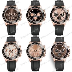 10 Style Men's Watches M116515ln 40mm Chocolate Dial 18K Rose Gold Rubber Rubber Strap No Chronograph 2813 Sports Automatic Mechanical Men Wast