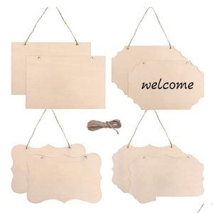 Craft Tools Unfinished Wood Crafts Blanks Rec-Shaped Sign Craft Supplies For Diy Hanging Painting Staining Wooden Burning Home Decora Dhpiu