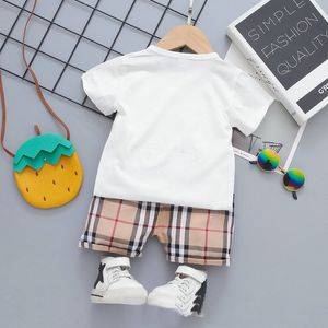 Set di abbigliamento per ragazze per bambini set di abiti da bambino a quadri per neonati estivi abiti per bambini a manica corta maglietta casual 7353