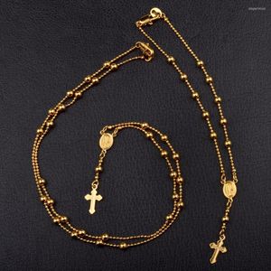 Pendant Necklaces Anniyo Virgin Mary Beads Necklace Bracelets 20CM With Ball Chains Catholicism Jewelry Gifts #063302