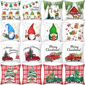 Pillow Merry Christmas Case Santa Claus Cover Decor Cartoon Snowman Decorative Throw Pillowcase Gifts 45x45cm