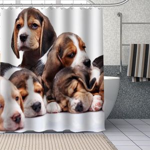 Duschvorhänge, DIY Badezimmer, langlebig, wasserdicht, Vorhang, Beagle-Hund, Heimdekoration, 1 Stück, individueller Tropfen