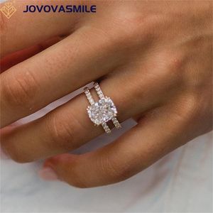Bröllopsringar Jovovasmile Luxury Engagement Ring 3.5 Carat Center 10x8mm Crushed Ice Hybrid Cushion Cut Invisible Halo Band 220912