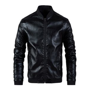 Giacca da uomo in pelle sintetica da uomo Giacca da uomo in pelle con colletto alla coreana Cappotto primavera autunno Casual Slim Big PU Zipper Jacket 4XL Uomo Moto Biker Cappotti Capispalla 220912