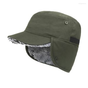 Berets Male Hat Men's Winter Warm Baseball Cap Women Coat Ear Windproof Peaked Unisex Visors Waterproof