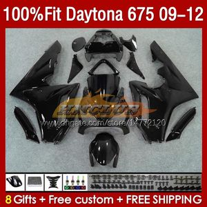 OEM Fairings Kit For Daytona 675 675R 09 10 11 12 Body 150No.55 Daytona675 2009 2010 2011 2012 Bodyworks Daytona 675 R 2009-2012 Injection mold Fairing black glossy