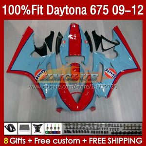 Injection mold Fairings For Daytona 675 675R 2009-2012 Bodys 150No.20 Daytona675 09 10 11 12 Bodywork Daytona 675 R 2009 2010 2011 2012 OEM Fairing Kit candy red blk