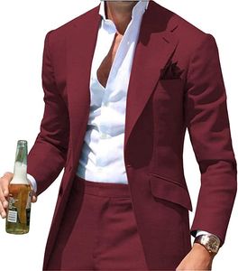Burgundy damat smokin erkekler gelinlik çentik çentik erkek blazer balo yemeği/dart takım elbise