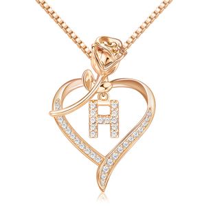 Подвесные ожерелья L Сердце для женщин Золотое начальное девочки Dainty Cubic Zirconia AZ Письмо с розовым ожерельем подарки Del Ffshop2001 Amug6