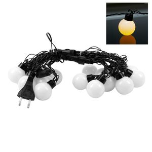 Strings Eu Plug Outdoor Festoons Black Rubber Cable Extendable Warm White Leds 5M Frosted Bulbs With