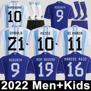 22 Argentyna piłka nożna fanów Wersja Puchar Świata Dybala Aguero Maradona di Maria Messis Home Away Away Away Pre Match Men Kit Kit Sets Football Shirt