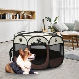 kennels pens Portable Folding Pet Tent Outdoor Dog House Cage Cat Tent Playpen Puppy Kennel Easy Octagonal Fence Dogs House 220912