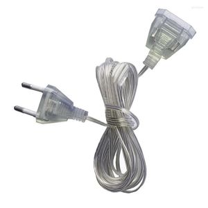 Strängar 5m EU Plug Standard Power Extension Cord Extender Wire Cable Forchristmas Wedding Fairy Light Garland String