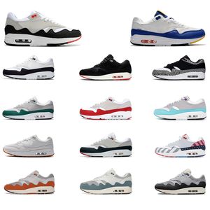 2022 스포츠 신발 87s 1 러닝 남성 여성 운동화 트레이너 디자이너 Parra Anniversary Aqua Bred Patta Noise Aqua Elephant EUR 36-45