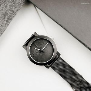 Armbanduhren 2022 Enmex Original Kreatives Design Mädchen Armbanduhr Leuchtende Votex Muster Dame Kurze Einfache Gesicht Stahlband Quarzuhren