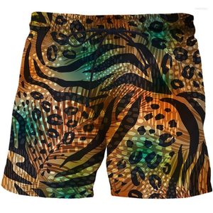 Herrshorts 3D Printing Beach Board Swimming Pants Baddräkter Mense Leopard Mönster Sport Surffing målning Art Swime Swim