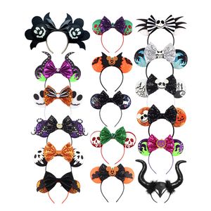 Hair Accessories Halloween Ears Headband Sequins 5" Bow Festival Party Cosplay band Women Gift Kids 220909