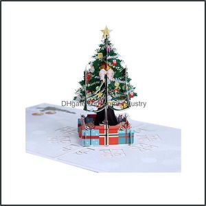 Greeting Cards Greeting Cards 3D Christmas Decorations Colorf Tree Card Laser Cutting Envelope Postcard Hollow Carved Handmade Gift 1 Dh0Sy