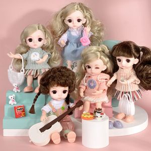 Куклы 13 подвижные соединения 1 12 16см BJD Одеться модными игрушками для маленьких девушек Жизненные 3D глаза Прекрасные девушки день рождения рождественский подарок 220912