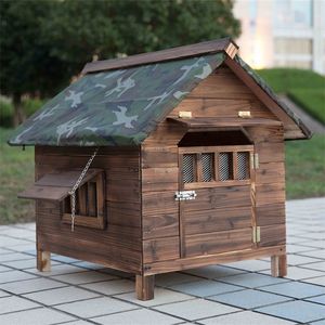 kennels pens Modern Medium and Large Solid Wood Dog Houses Simple Outdoor Rainproof Kennel Household Indoor Winter Warm Dog Cage Pet Supplies 220912