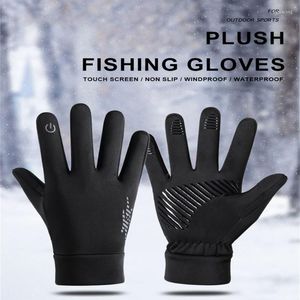 Cycling Gloves Touch Screen Windproof Outdoor Sports Skiing Thermal Highly Elastic Mittens Men Women Thickened Full Finger Bike