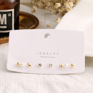 Hoop Earrings 4Pcs/Set Fashion Basic Gold Silve Color Simulated Pearl Stud For Women Vintage Simple Rhinestone Earings Jewellery Gift