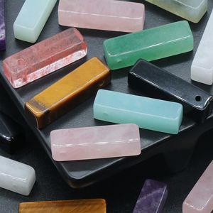 Natural Crystal Stone Charms Rectangle Turquoise Rose Quartz Pendants Trendy for Necklace Earrings Jewelry Making Wholesale