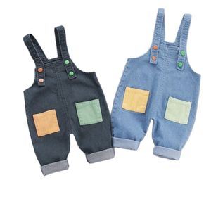 Tulumlar çocuklar kız bebek kot kot patchwork tulum toddler moda bebek kız oyun kıyafetleri giysi uzun pantolon 220909