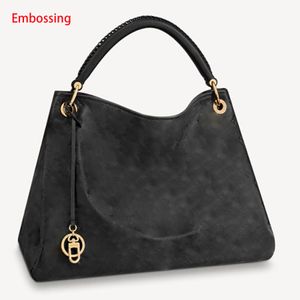 ARTSY bags Designer Luxury Shoulder Handbags Women Tote Brand Letter Embossed Leather Black Shopping Purses leather handle Keybell key ring hook