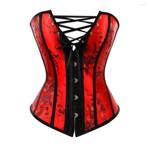 Bustiers CorsetsオーバーバストコルセットレースアップフローラルジャックボアビュスティアトップウエストCincher Shaper Corsetlet Corselet Espartilhos