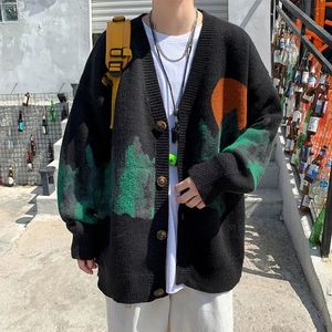 Men s Sweaters thin Japanese cardigan sweater male ins Korean version of the trend loose national street black 220912