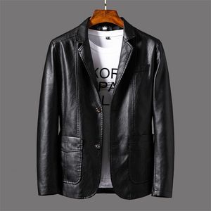 Men's Leather Faux Handsome Black Suit Jacket Men Trend Loose Coat Man Bomber Autumn Clothes Locomotive Mens 220912