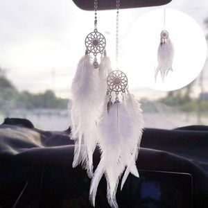 Interiördekorationer söta lilla drömfångare Boho Chic Car Pendant Decoratio Accessories Double Feather Rearview Mirrors